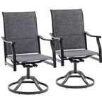 GDFStudio Aiko Modern Metal Patio Swivel Dining Chairs with Padded Textilene Fabric (Set of 2)