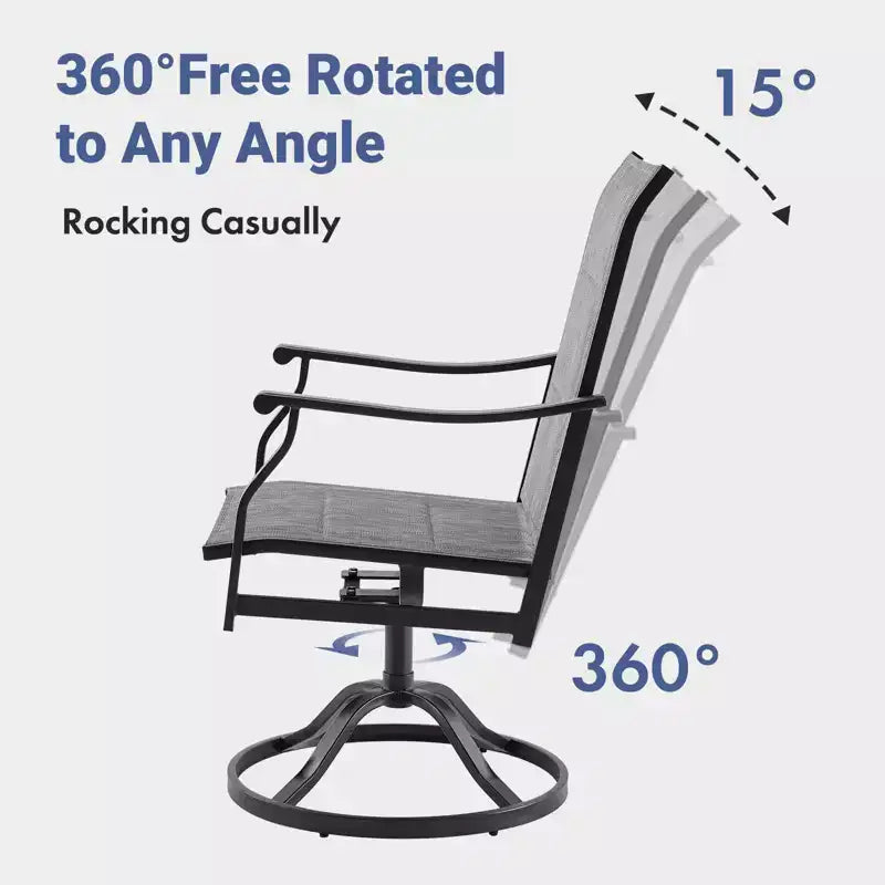 GDFStudio Aiko Modern Metal Patio Swivel Dining Chairs with Padded Textilene Fabric (Set of 2)