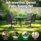 GDFStudio Aiko Modern Metal Patio Swivel Dining Chairs with Padded Textilene Fabric (Set of 2)