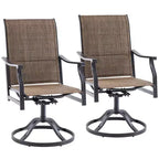 GDFStudio Aiko Modern Metal Patio Swivel Dining Chairs with Padded Textilene Fabric (Set of 2)
