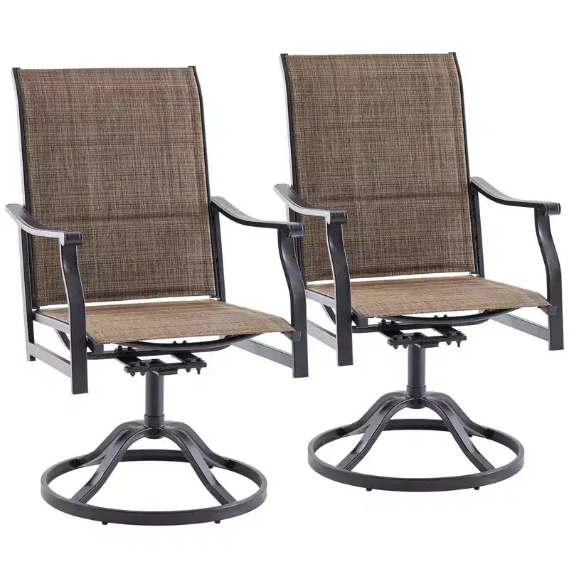 GDFStudio Aiko Modern Metal Patio Swivel Dining Chairs with Padded Textilene Fabric (Set of 2)