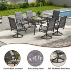 GDFStudio Aiko Modern Metal Patio Swivel Dining Chairs with Padded Textilene Fabric (Set of 2)