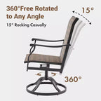 GDFStudio Aiko Modern Metal Patio Swivel Dining Chairs with Padded Textilene Fabric (Set of 2)