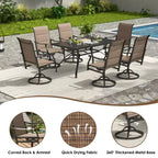GDFStudio Aiko Modern Metal Patio Swivel Dining Chairs with Padded Textilene Fabric (Set of 2)