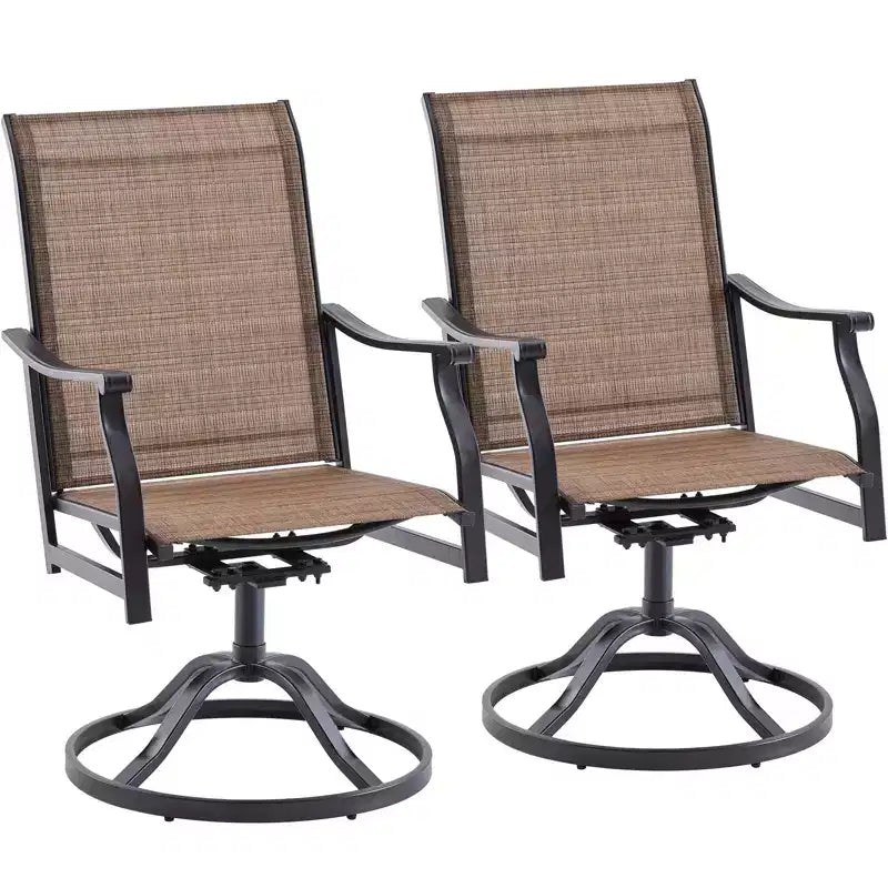 GDFStudio Aiko Modern Metal Patio Swivel Dining Chairs with Padded Textilene Fabric (Set of 2)