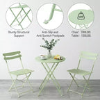 3-Piece Folding Patio Bistro Set,Metal Indoor/Outdoor Furniture Table & 2 Chairs,No Assembly Needed, Perfect for Balcony, Yard & Garden