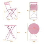 3-Piece Folding Patio Bistro Set,Metal Indoor/Outdoor Furniture Table & 2 Chairs,No Assembly Needed, Perfect for Balcony, Yard & Garden