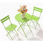 3-Piece Folding Patio Bistro Set,Metal Indoor/Outdoor Furniture Table & 2 Chairs,No Assembly Needed, Perfect for Balcony, Yard & Garden