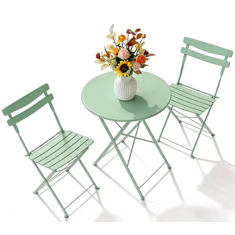 3-Piece Folding Patio Bistro Set,Metal Indoor/Outdoor Furniture Table & 2 Chairs,No Assembly Needed, Perfect for Balcony, Yard & Garden