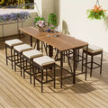 ModernLuxe 5/10-Piece Outdoor Bar Height Dining Set, Acacia Wood Foldable Table & Cushioned Stools, All-Weather Patio Bistro Set, Brown