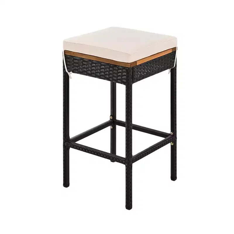 ModernLuxe 5/10-Piece Outdoor Bar Height Dining Set, Acacia Wood Foldable Table & Cushioned Stools, All-Weather Patio Bistro Set, Brown