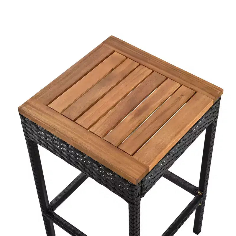 ModernLuxe 5/10-Piece Outdoor Bar Height Dining Set, Acacia Wood Foldable Table & Cushioned Stools, All-Weather Patio Bistro Set, Brown