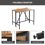ModernLuxe 5/10-Piece Outdoor Bar Height Dining Set, Acacia Wood Foldable Table & Cushioned Stools, All-Weather Patio Bistro Set, Brown