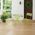 3-Piece Metal Patio Bistro Set, Folding 2-Chair & Table Kit, Ready-to-Use Outdoor Furniture for Small Spaces
