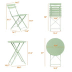 3-Piece Metal Patio Bistro Set, Folding 2-Chair & Table Kit, Ready-to-Use Outdoor Furniture for Small Spaces