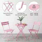 3-Piece Metal Patio Bistro Set, Folding 2-Chair & Table Kit, Ready-to-Use Outdoor Furniture for Small Spaces