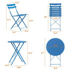 3-Piece Metal Patio Bistro Set, Folding 2-Chair & Table Kit, Ready-to-Use Outdoor Furniture for Small Spaces