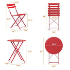 3-Piece Metal Patio Bistro Set, Folding 2-Chair & Table Kit, Ready-to-Use Outdoor Furniture for Small Spaces