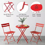 3-Piece Metal Patio Bistro Set, Folding 2-Chair & Table Kit, Ready-to-Use Outdoor Furniture for Small Spaces