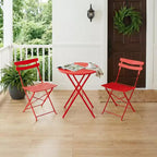 3-Piece Metal Patio Bistro Set, Folding 2-Chair & Table Kit, Ready-to-Use Outdoor Furniture for Small Spaces