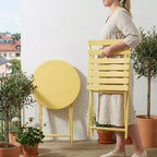 3-Piece Folding Patio Bistro Set, Outdoor Metal Table and Chairs Set, Space-Saving Balcony Furniture, Weather-Resistant, White