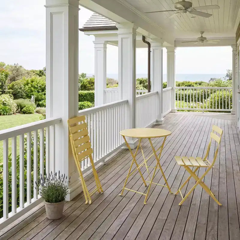 3-Piece Folding Patio Bistro Set, Outdoor Metal Table and Chairs Set, Space-Saving Balcony Furniture, Weather-Resistant, White
