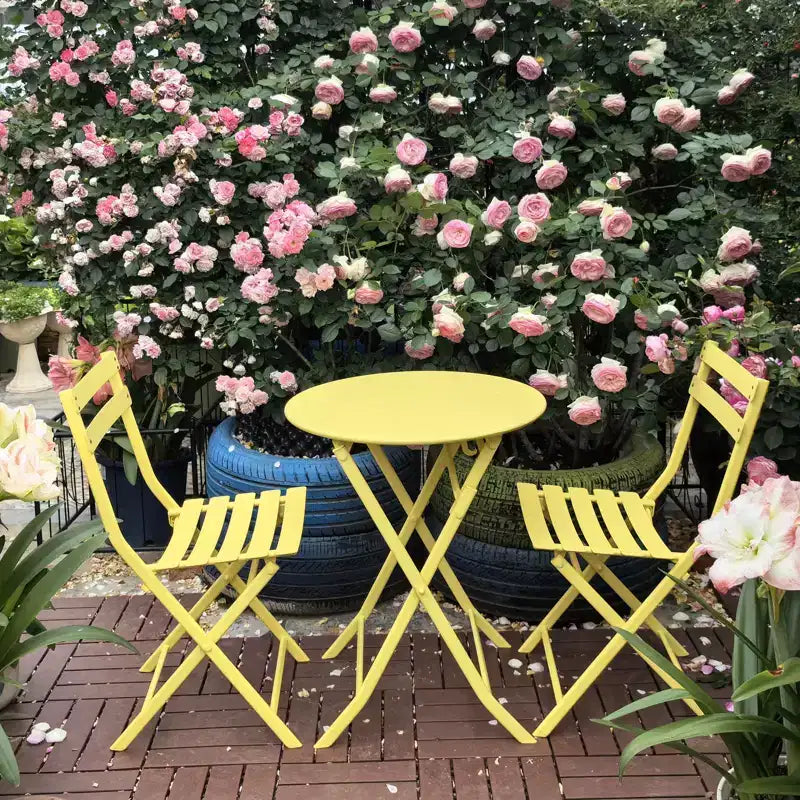 3-Piece Folding Patio Bistro Set, Outdoor Metal Table and Chairs Set, Space-Saving Balcony Furniture, Weather-Resistant, White