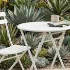 3-Piece Folding Patio Bistro Set, Outdoor Metal Table and Chairs Set, Space-Saving Balcony Furniture, Weather-Resistant, White