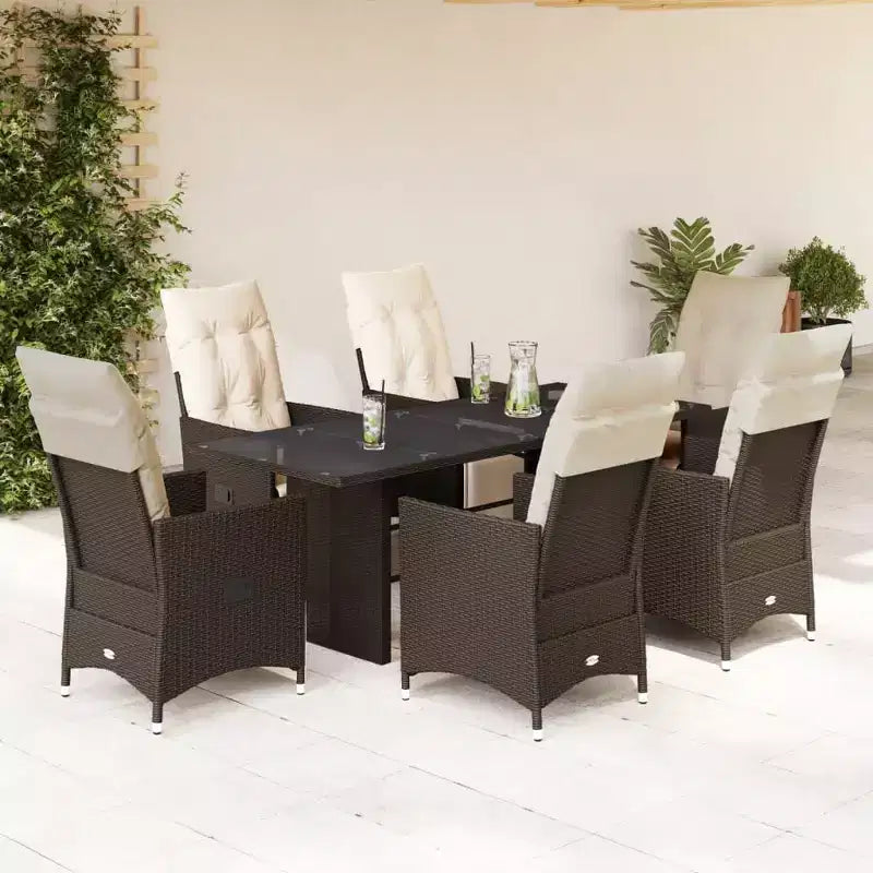 vidaXL Patio Bistro Set with Cushions Poly Rattan