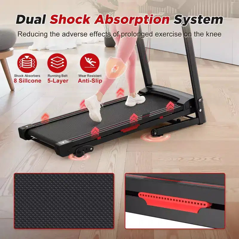NAYSAYE Foldable Incline Treadmill, Portable Running Walking Jogging Machine with 12 Training Programs for Home Indoor Workout, Black, 50*26.4*46.5