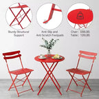 GustoWave 3-Piece Foldable Metal Bistro Set With Round Table, 2 Chairs
