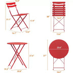 GustoWave 3-Piece Foldable Metal Bistro Set With Round Table, 2 Chairs