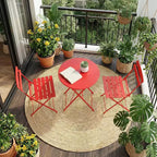 GustoWave 3-Piece Foldable Metal Bistro Set With Round Table, 2 Chairs
