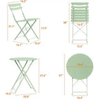 GustoWave 3-Piece Foldable Metal Bistro Set With Round Table, 2 Chairs
