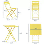 GustoWave 3-Piece Foldable Metal Bistro Set With Round Table, 2 Chairs
