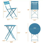 GustoWave 3-Piece Foldable Metal Bistro Set With Round Table, 2 Chairs