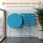 GustoWave 3-Piece Foldable Metal Bistro Set With Round Table, 2 Chairs