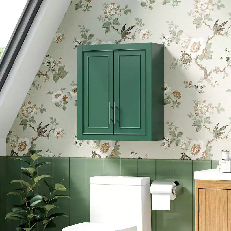 Wall Mounted Bathroom Cabinet Double Door Over Toilet Storage Cabinet with Adjustable Shelves Wall Organizer for Bathroom Kitchen Laundry Room Bedroom