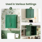 Wall Mounted Bathroom Cabinet Double Door Over Toilet Storage Cabinet with Adjustable Shelves Wall Organizer for Bathroom Kitchen Laundry Room Bedroom