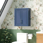 Wall Mounted Bathroom Cabinet Double Door Over Toilet Storage Cabinet with Adjustable Shelves Wall Organizer for Bathroom Kitchen Laundry Room Bedroom