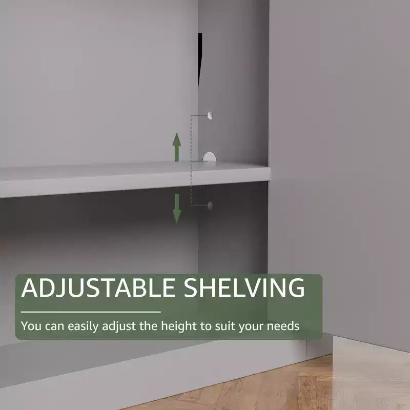 Wall Mounted Bathroom Cabinet Double Door Over Toilet Storage Cabinet with Adjustable Shelves Wall Organizer for Bathroom Kitchen Laundry Room Bedroom