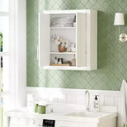 Wall Mounted Bathroom Cabinet Double Door Over Toilet Storage Cabinet with Adjustable Shelves Wall Organizer for Bathroom Kitchen Laundry Room Bedroom