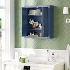 Wall Mounted Bathroom Cabinet Double Door Over Toilet Storage Cabinet with Adjustable Shelves Wall Organizer for Bathroom Kitchen Laundry Room Bedroom