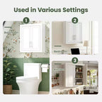 Wall Mounted Bathroom Cabinet Double Door Over Toilet Storage Cabinet with Adjustable Shelves Wall Organizer for Bathroom Kitchen Laundry Room Bedroom