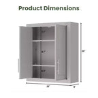 Wall Mounted Bathroom Cabinet Double Door Over Toilet Storage Cabinet with Adjustable Shelves Wall Organizer for Bathroom Kitchen Laundry Room Bedroom