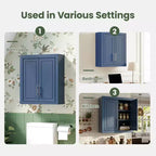 Wall Mounted Bathroom Cabinet Double Door Over Toilet Storage Cabinet with Adjustable Shelves Wall Organizer for Bathroom Kitchen Laundry Room Bedroom