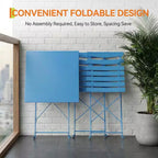 3-Piece Foldable Patio Bistro Set, Indoor/Outdoor Metal Table & 2 Folding Chairs, Compact Square Furniture for Balcony, Porch, Garden & Small Spaces
