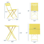 3-Piece Foldable Patio Bistro Set, Indoor/Outdoor Metal Table & 2 Folding Chairs, Compact Square Furniture for Balcony, Porch, Garden & Small Spaces