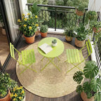 3 Piece Foldable Patio Bistro Set, Outdoor/Indoor Metal Table and Chairs Furniture, Compact Round Table with 2 Folding Chairs