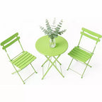 3 Piece Foldable Patio Bistro Set, Outdoor/Indoor Metal Table and Chairs Furniture, Compact Round Table with 2 Folding Chairs